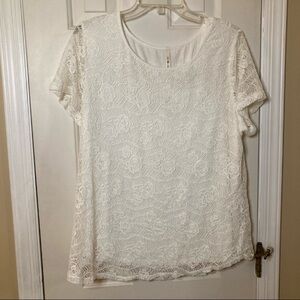 Leo and Nicole white lace t shirt size xxl